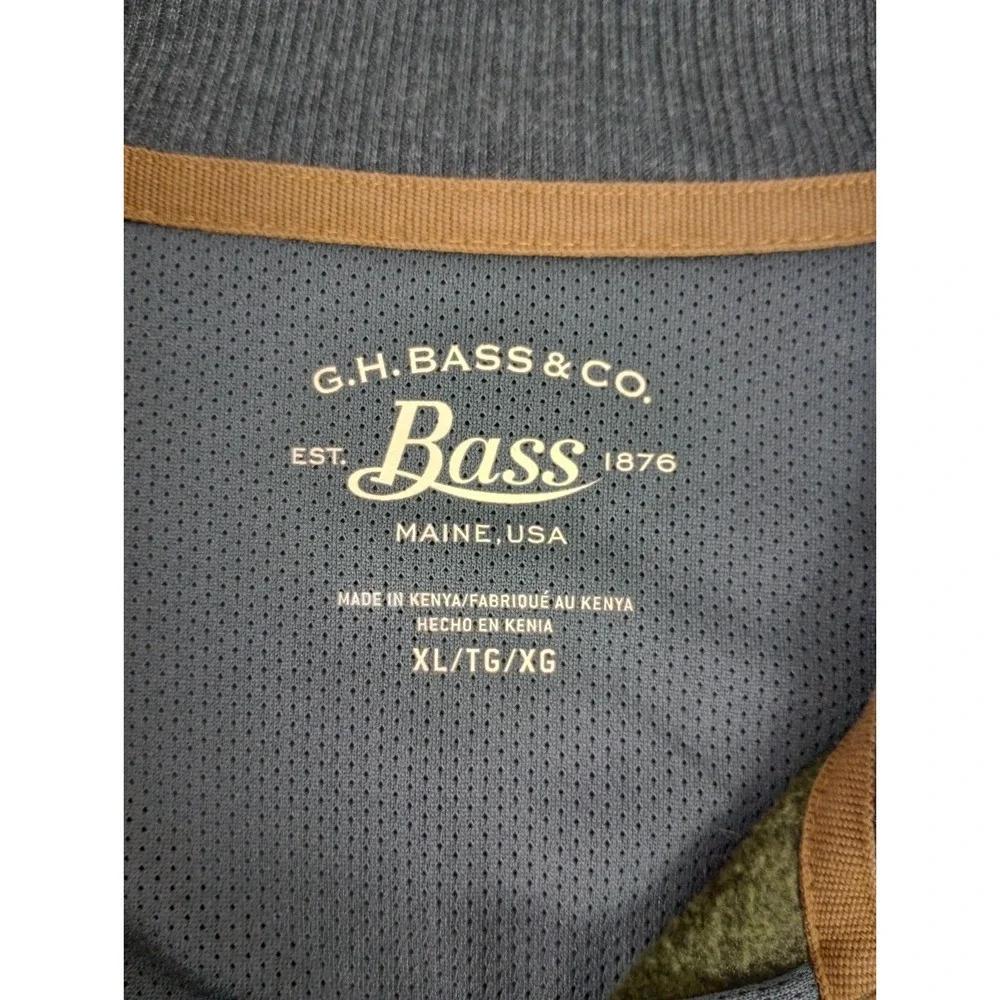 GH Bass Co Men's XL Quarter Zip Mock Neck Hunter Green Pullover Sweater